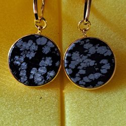 925 Gold Over Sterling Silver Snowflake Obsidian 