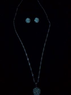 Round Bling Earrings And Matching Necklace 