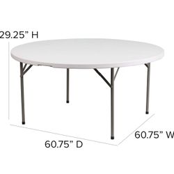 Flash Furniture Elon 5' Round All-Occasion Plastic Event Table New No box $90