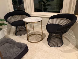Pair of Platner Wool Armchairs – Black