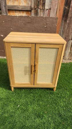 Better Homes & Gardens Springwood Caning Bar Cabinet, Light Honey