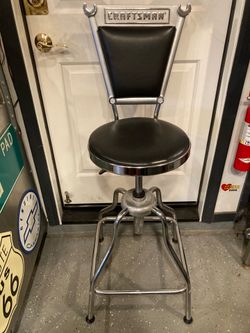 Craftsman Tools Rare Stool Adjustable Chair With Wrenches On Backrest