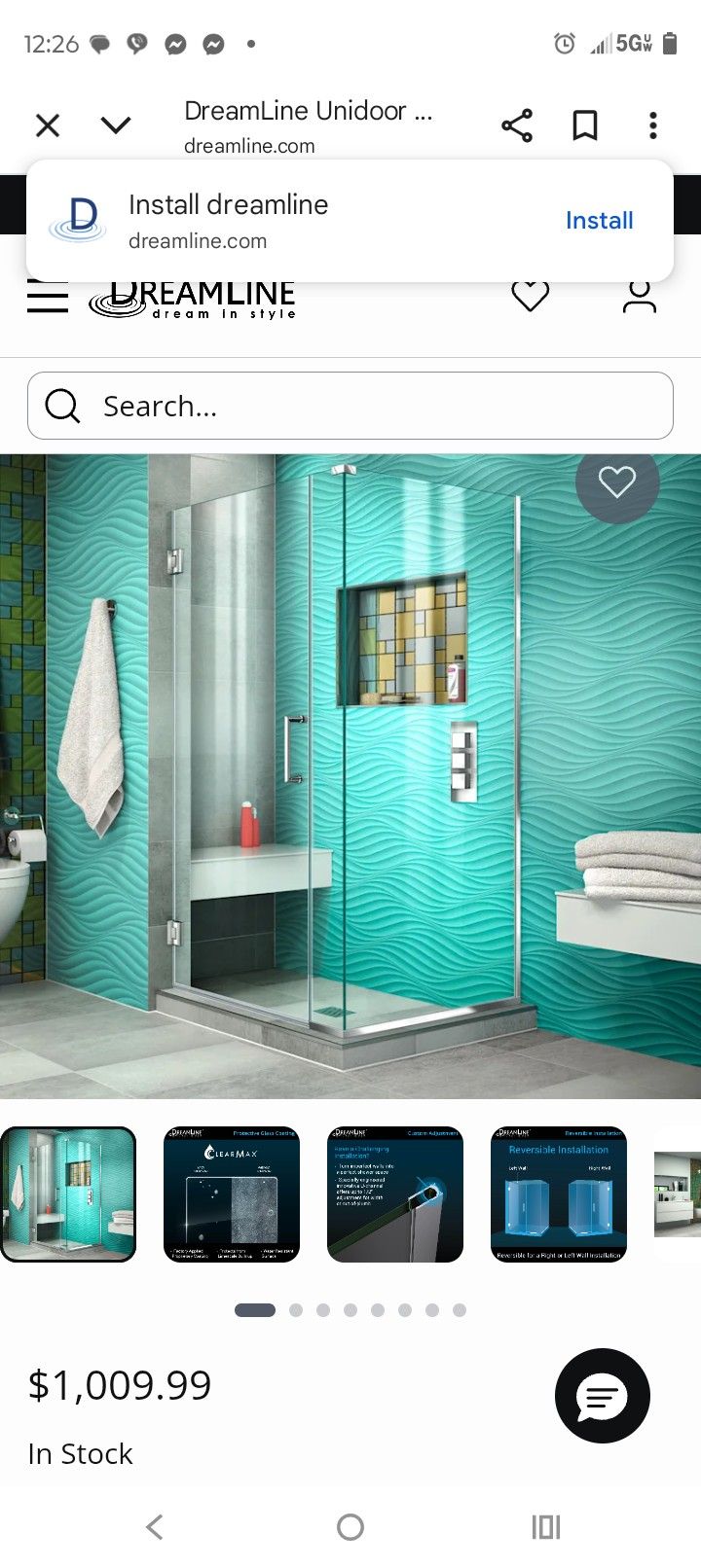 Dreamline Unidoor Plus (Style I)  Brand New