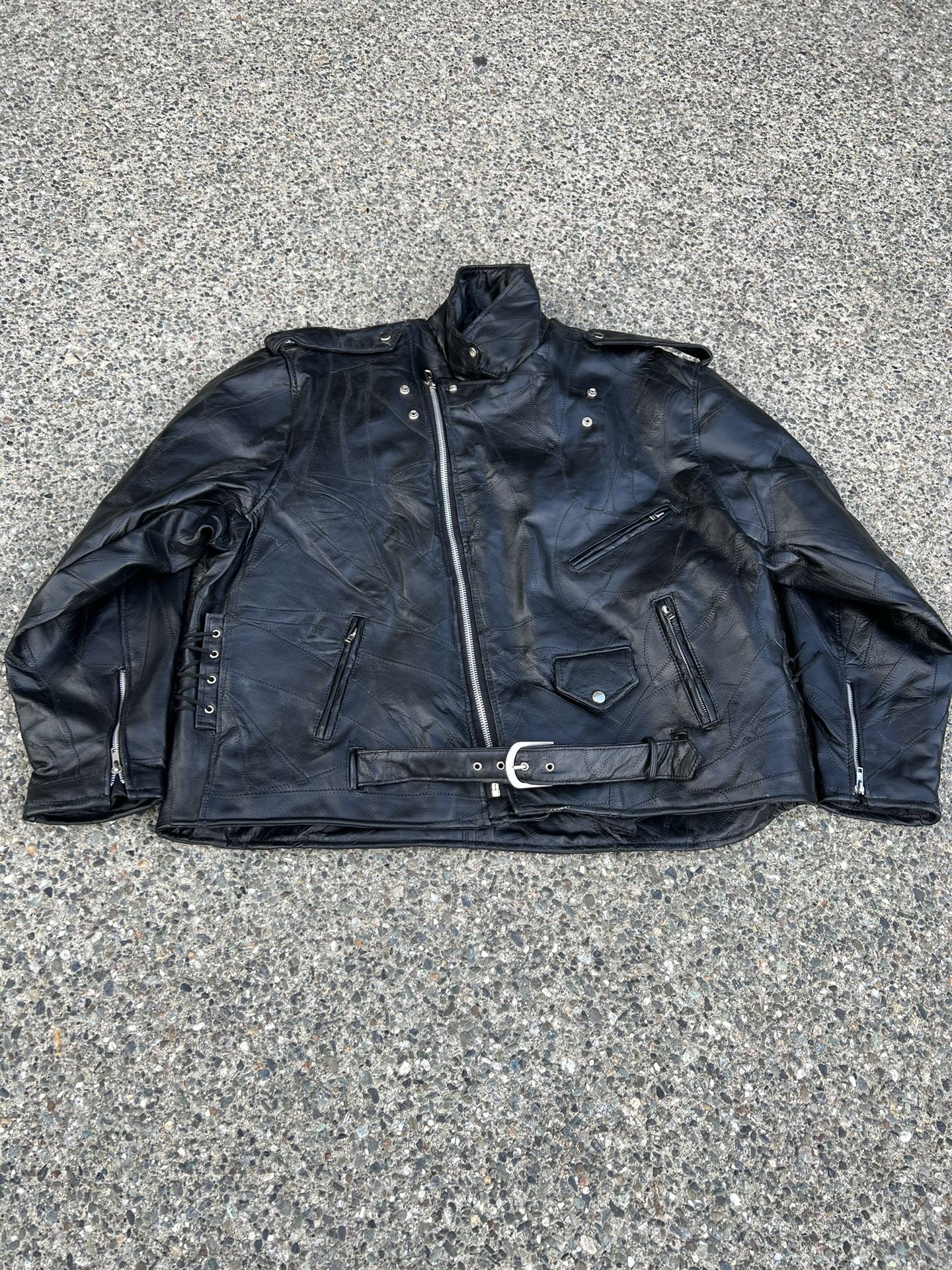 collection men’s black leather bike jacket Size 3XL