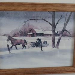 Beautiful Winter Amish Wall Art