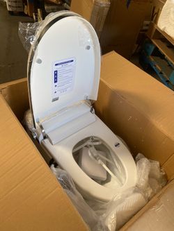 Elongated Round Smart Bidet Toilet 1.28 GPF in White