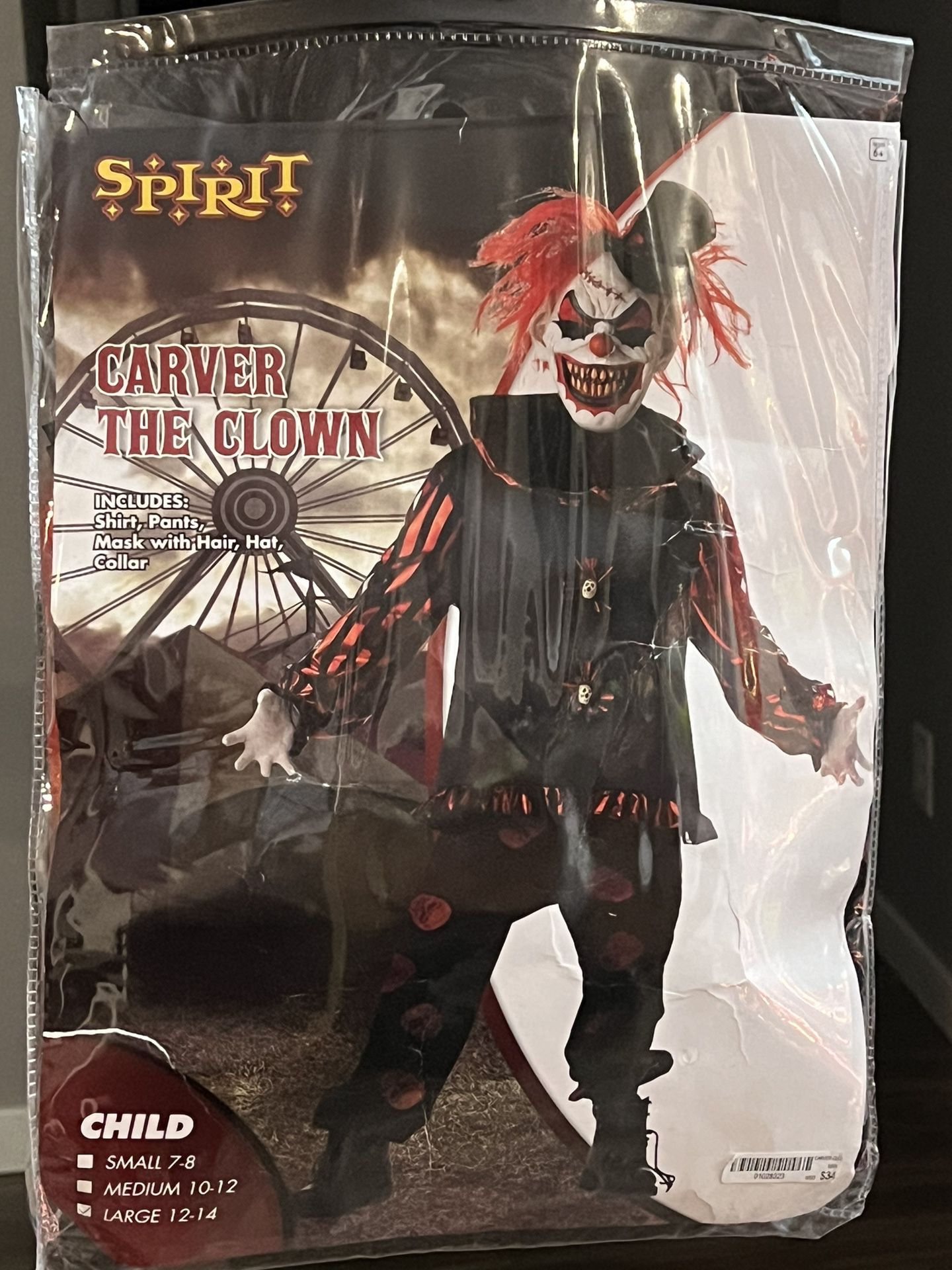 Halloween Costume: Carver The Clown, Child 12-14