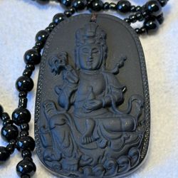 GUAN YIN GODDESS PENDANT 25” Beaded NECKLACE