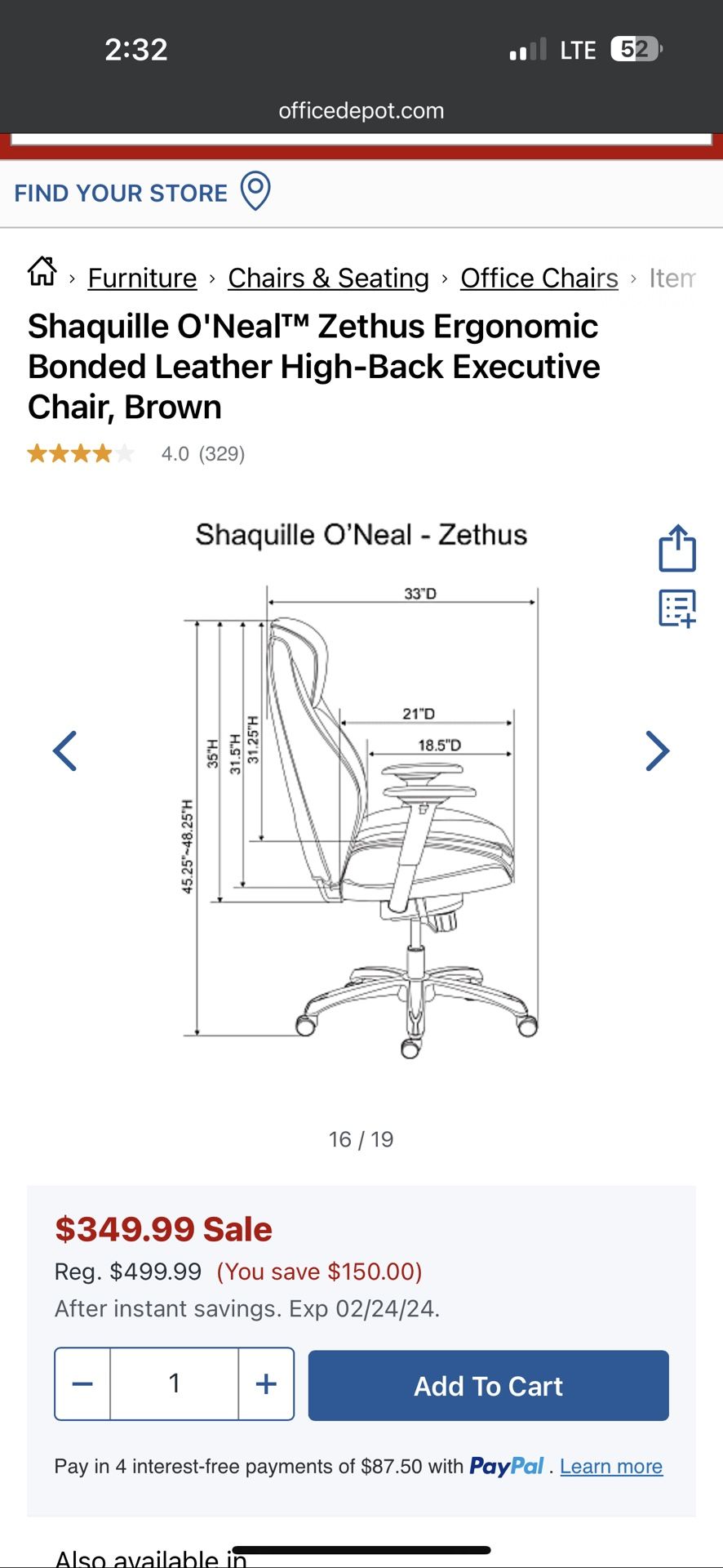 Office Chair Shaq Furniture, heavy duty