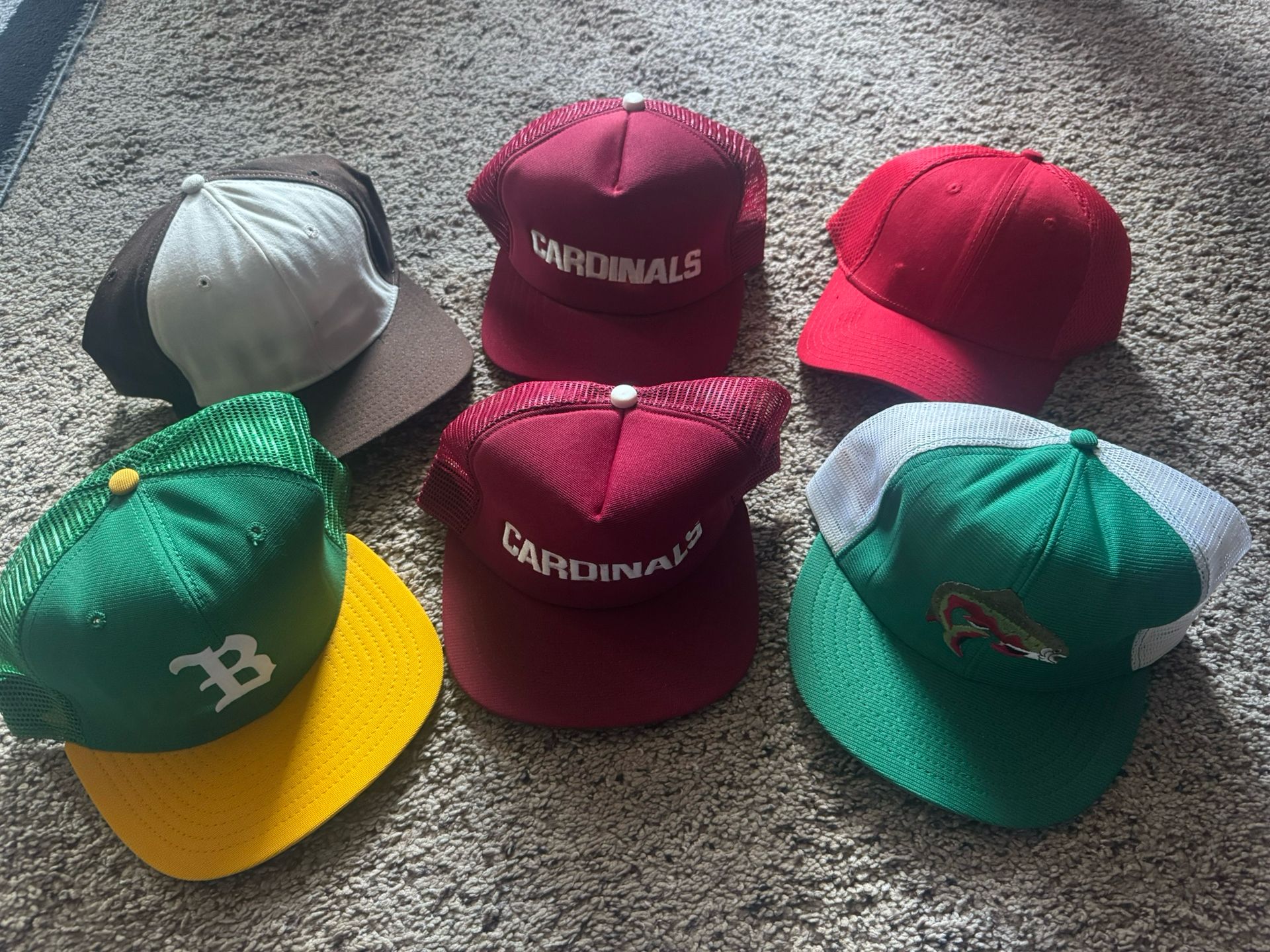 Lot of 6 Vintage Trucker & Baseball Caps – Cardinals, Retro Styles