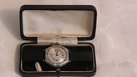 Antique Art Deco CICO Sterling Silver Engraved Lady's Swiss Watch