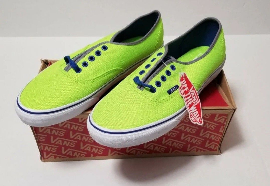 Vans Brite Authentic Neon Green Blue Low Top Shoes US Men 11