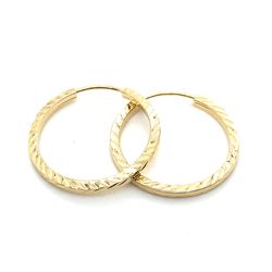 14k Gold Earrings Diamond Cut Flat Bar Hollow Hoop .9grams 144760 19