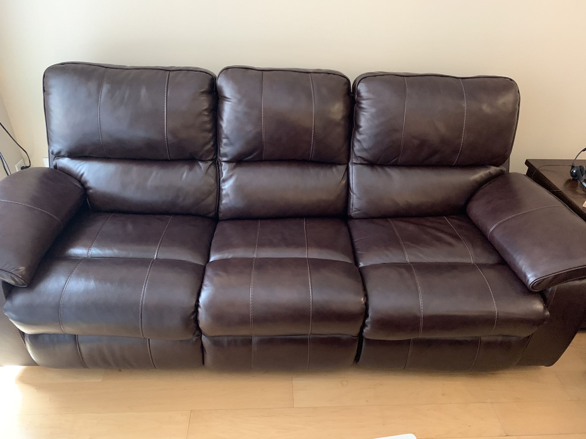 Leather Power Recliner Couch and Loveseat