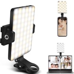 GreatLPT Cell Phone Fill Light, Clip Fill Video Light for Phone 2000Mah Rechargeable, 10-Level Brightness Adjustment, CRI 95+, 3 Light Modes Dimmable,