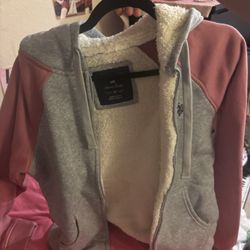 Pink & grey U.S. Polo Assn. zip-up hoodie