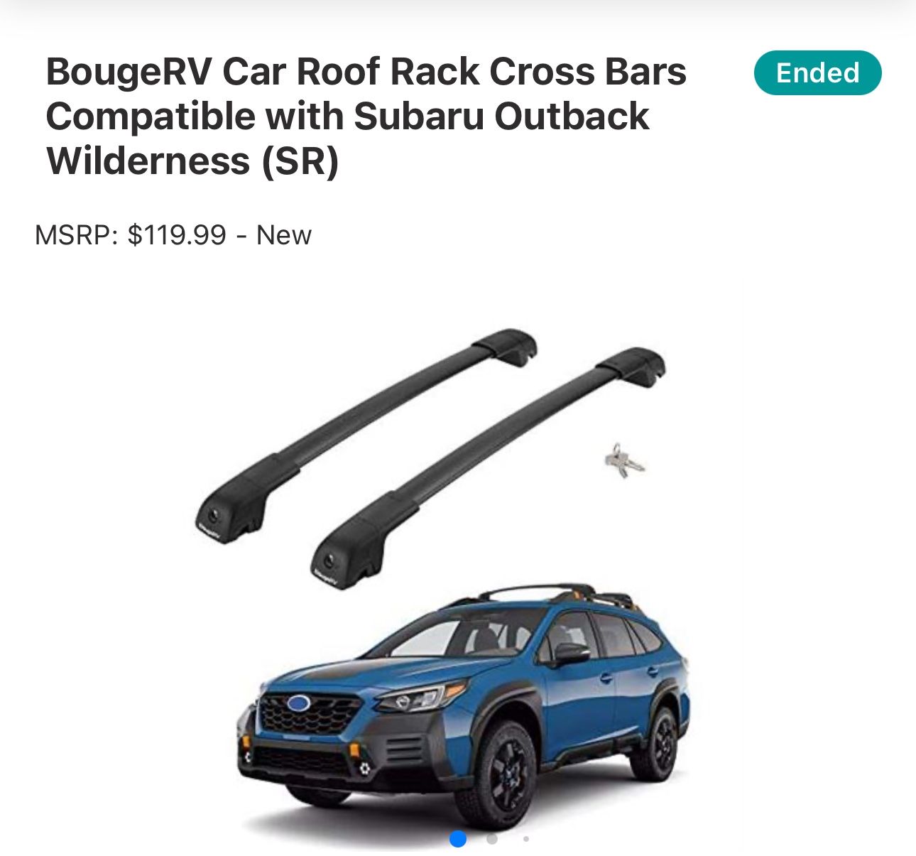 Roof Rack Cross Bars Compatible with Subaru Outback Wilderness 2020-2025 with Lock (Only Fit Wilderness), Aluminum Cross Bar for Rooftop Cargo Carrier