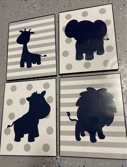 Set of 4 nursery prints with frames