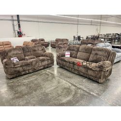 Jumbo  Corduroy  Reclining 2 Pc Sofa And Loveseat Set 