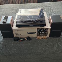 Audio Technica Fully Automatic Belt Drive And A Pair Of Edifier Speakers