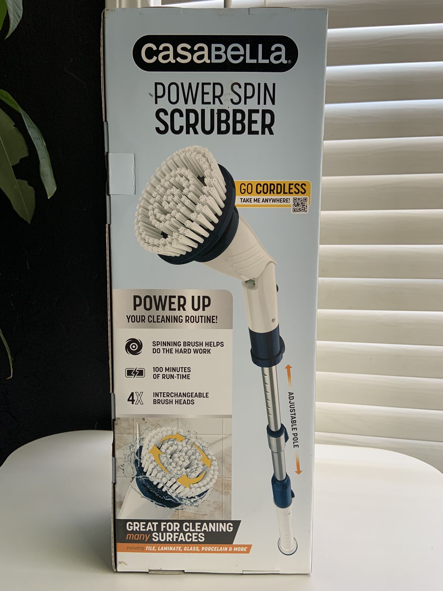 Power Spin Scrubber, Adjustable Pole with 4 Different Attachments, Bathroom/Kitchen/Living Room Home