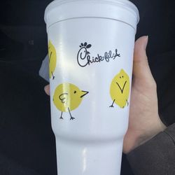 Chick-fil-A White Advertising Cup with Yellow Chick Design Collectible