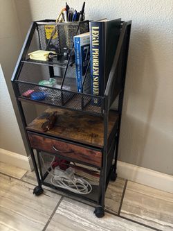 Rolling Desk Organizer Cart with Drawer