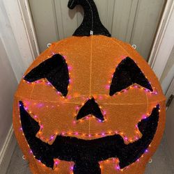 30” LED Haunted Living Tinsel Pumpkin-Halloween