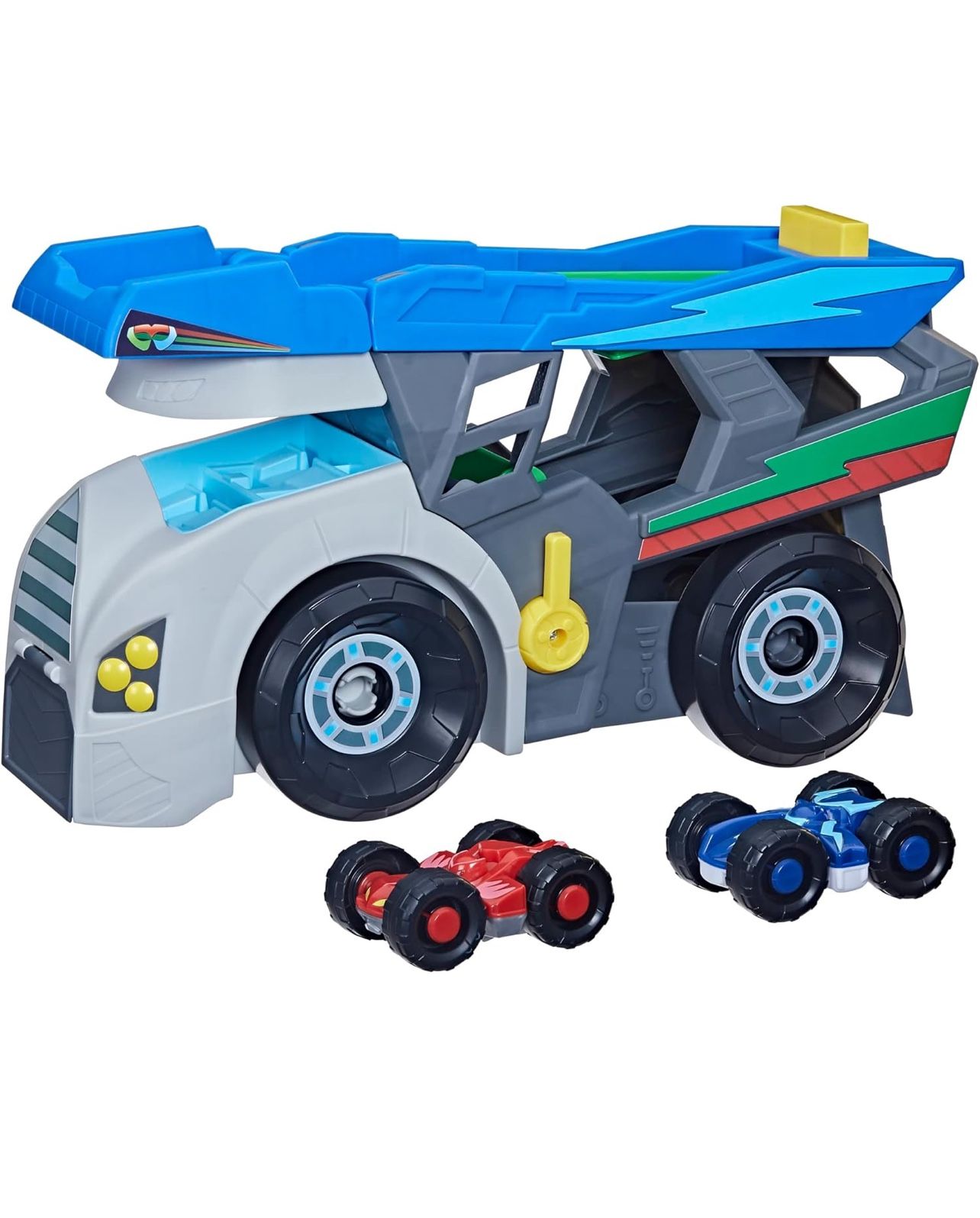 PJ MASKS Power Heroes Hero Hauler Truck Playset with 2 Duo Racer Superhero Toy Cars, Preschool Toys for Boys and Girls