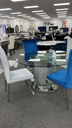 Brand New Luxurious Dining Tables Dining sets chairs features Glittering faux Diamond Acrylic Accent