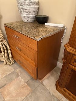 Wood with Granite Too Kitchen Cabinet (35”h x 36”w x 24”d) - Ready to Install