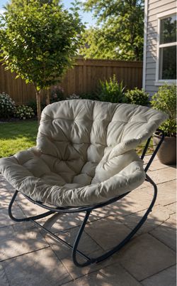 Outdoor Papasan Rocking Chair with Cushion