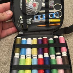 Portable Mini Sewing Kit - Mixed Colors Canvas Bag with Essential Supplies for Quick Fixes, Travel & Everyday Repairs - Ideal Gift for Crafters, Stude