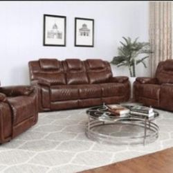 Winter blowout sale. Santiago, leather reclining sofa, loveseat, and chair now only $1299. Easy Finance Option. Same-Day Delivery.
