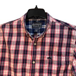 American Rag Pink And Blue Plaid Button Up Long Sleeve Shirt Mens Sz Large