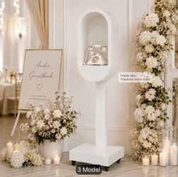 Guest Book Phone Booth Stand – White Audio Guestbook Display