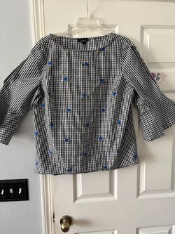 Alyx Gingham Floral Embroidered Bell Sleeve Top Size XXL