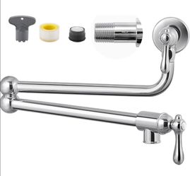 (Brand New in Box) 
KES Chrome Pot Filler Faucet with Heat-Resistant Cartridge, 26'' Leak-Free Kitchen Over Stove Pot Filler Faucets with Double Joint
