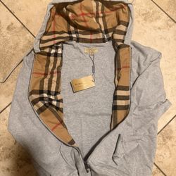 Burberry Gray Full zip hoodie (M)