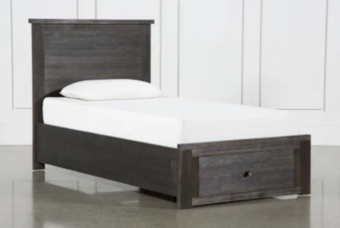 Two Twin Matching Wood Platform Bed With Storage (fully assembled)