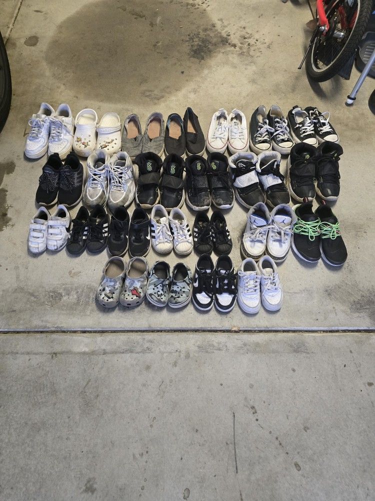 Lot of Nike Jordan Crocs Converse Tom Tom Adidas Sneakers