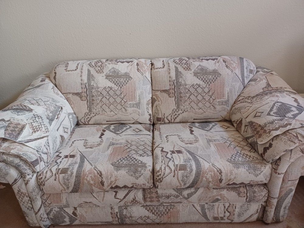 Sofa, Love Seat And Coffee Tables With Lamps