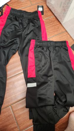(2) Black and Red Athletic Track Pants sz M/8