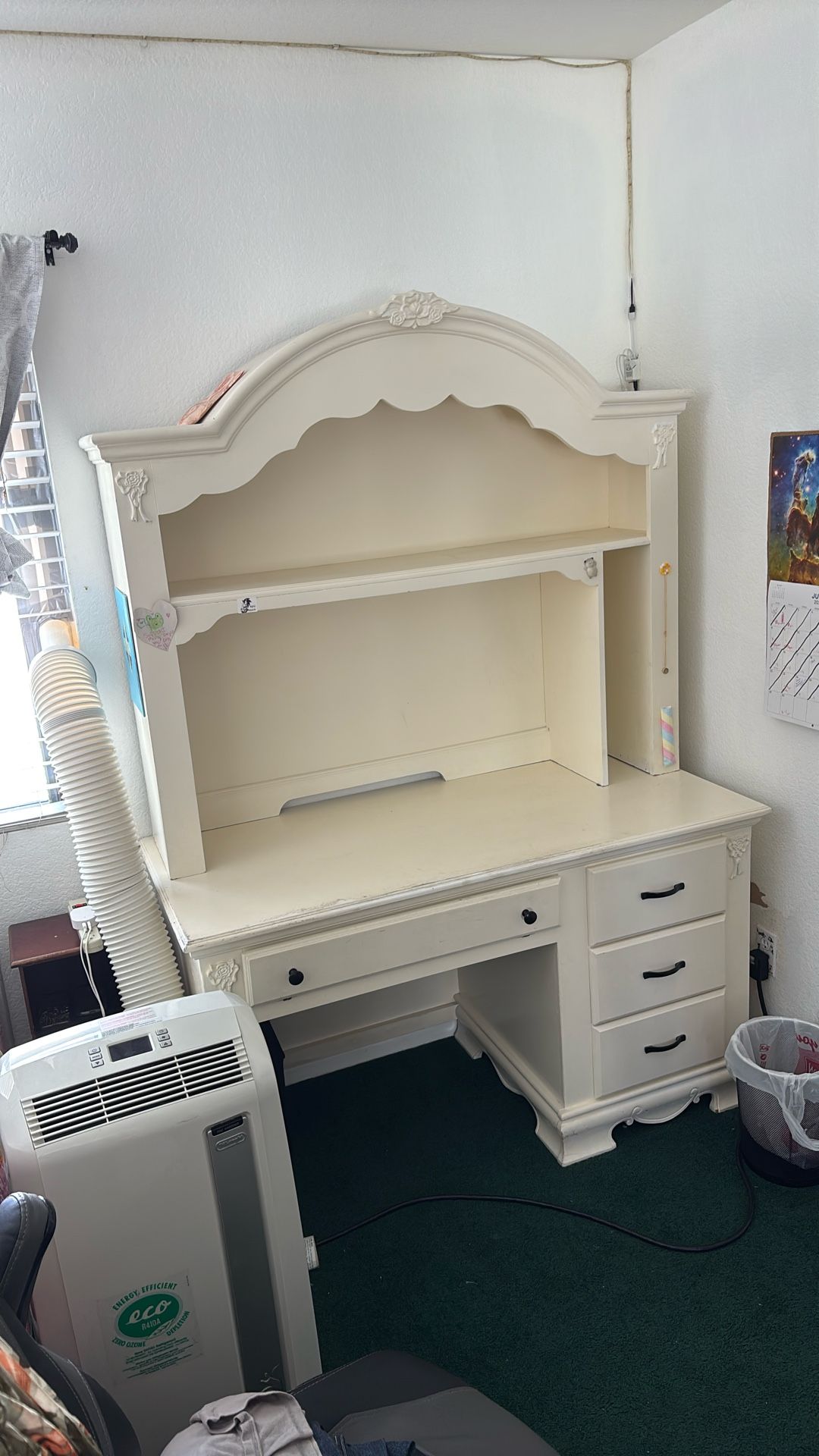vintage shabby chic desk with hutch