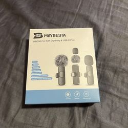 Maybesta Professional Wireless Lavalier Lapel Microphone USB C/ iPhone Black