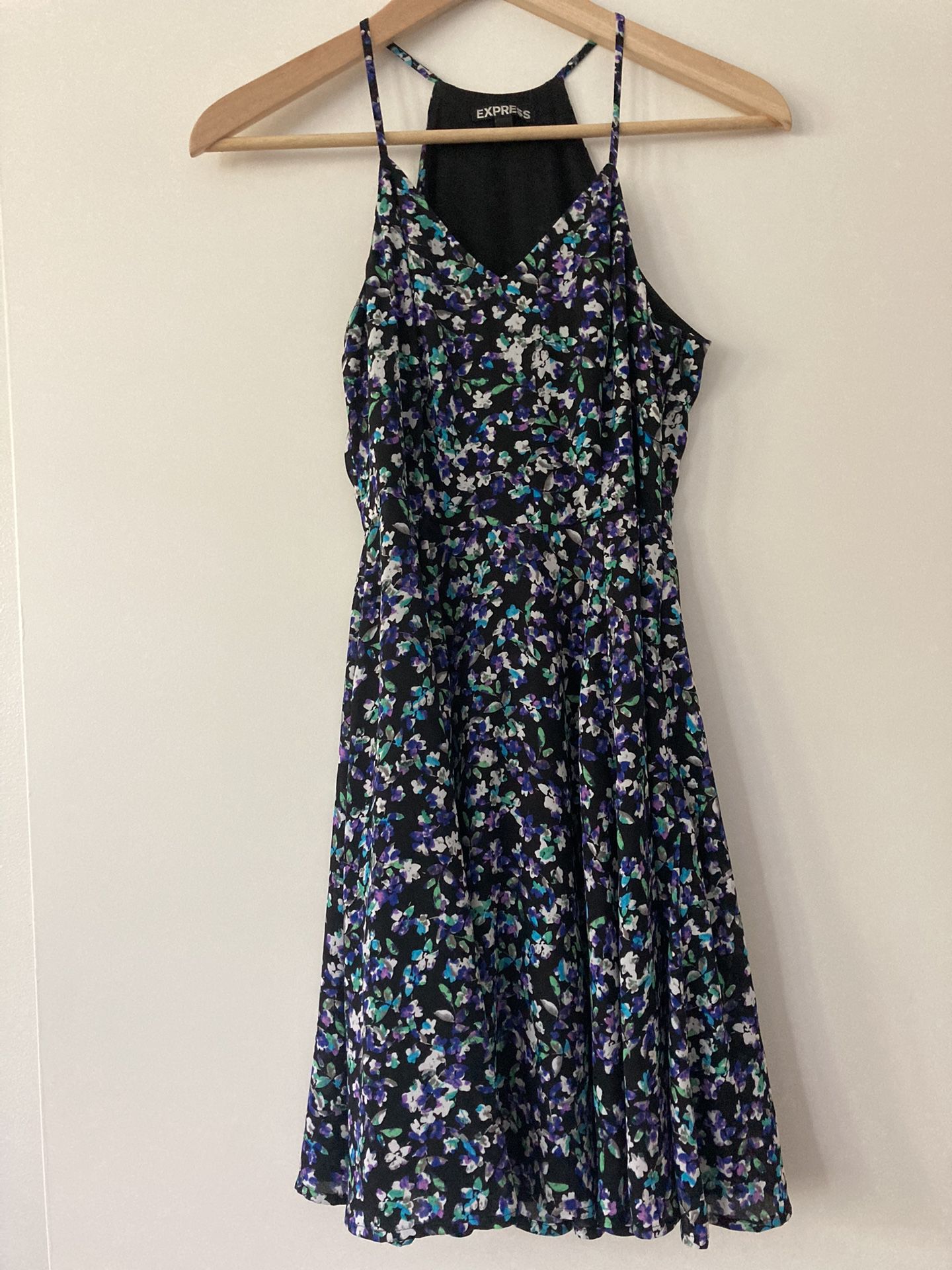 Preowned EXPRESS Floral Dress - Black / purple / blue / green - Size 0