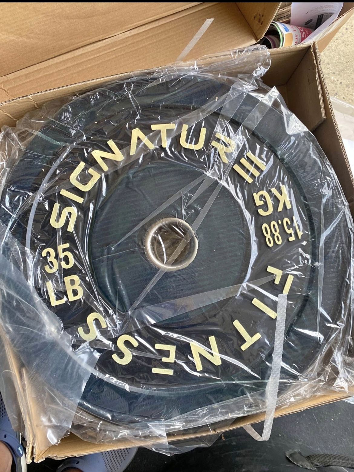A pair of 35 bumper weights