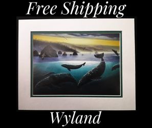 Wyland, "California Coastline" 11" x 14" Fine Art Calender Print. Mounted on Acid Free Foam Core. Double Matted on Acid Free Matt Board