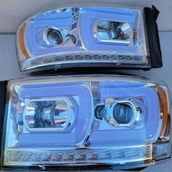 06-08 Dodge Ram LED DRL Projector Headlights Luces Calaveras Micas Faros Focos Faroles Headlamps 