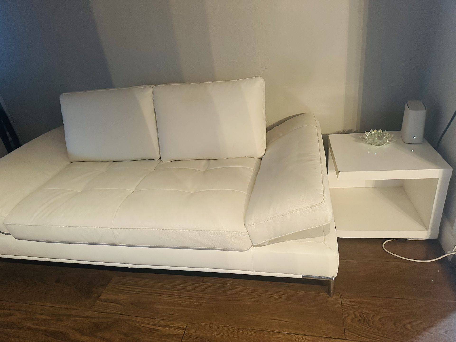 White leather couch